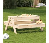 Vidaxl mesa de pícnic con arenero para niños madera maciza de pino