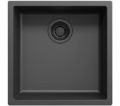 Fregadero negro 40x40cm montaje sobre encimera, bajo encimera y enrasado con tapón negro 1208956391