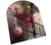 Placa de cristal para chimenea, zócalo protector de chimenea, diseño moderno | 80x70 | rectángulo | ramo de flores en detalle