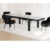 Mesa de comedor extensible lubana - cristal templado y metal - negro - 8 a 10 cubiertos