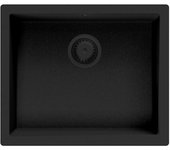 Fregadero granitemy universal de granito negro 50x40 cm negro de montaje sobre encimera, bajo encimera y enrasado con tapón negro 1208967129