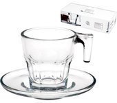 Tazas de café de cristal, modelo casablanca, 7,2 cl, platillos