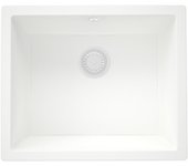 Fregadero granitemy universal de granito blanco 50x40 cm blanco sobre encimera, bajo encimera y enrasado con tapón blanco 1208967132