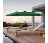 Sombrilla rectangular grande de 45,7 m con doble cara y manivela (verde oscuro)
