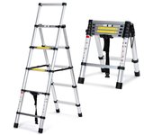 Escalera telescópica articulada 2,0+2,3m, escalera de tijera plegable multifunción profesional 6x7 peldaños