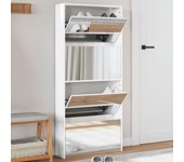 Vidaxl mueble zapatero con espejo 4 niveles blanco brillo 63x17x134 cm