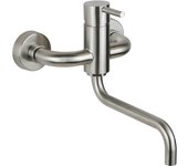Mezclador de fregadero de cocina de acero inoxidable de pared con caño regulable pollini ap2071 - acero inoxidable