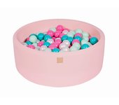 Meowbaby piscina de bolas, round seca para niños, rosa claro : perla/turquesa/menta, 200 pcs, 90x30cm
