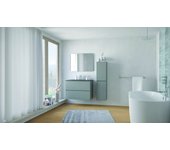Mueble de baño colgante trendy - 80cm - 2 cajones - madera - tapa negra