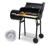 Barbacoa de carbón - parrilla de carbón 117x105x63cm termómetro y mango de acero inoxidable sistema de ventilación de chimenea