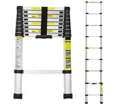 Escalera extensible telescópica hasta 150 kg escalera de aluminio estable de 2,6 m
