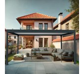 Kokoon 3 - pérgola bioclimática autoportante (estrutura gris antracito y lamas blancas - 4,50m x 3,930m)