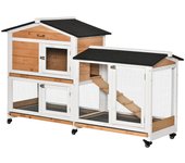 Conejera pawhut madera de abeto, acero madera natural 157.4x53x99.5 cm