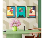 Lote de 3 carteles divertidos de gatos i (impresión en papel, 40x30 cm, sin marco)
