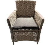 Sillón de ratán sintético y acero chillvert turin 65x68,5x93,5 cm con cojín antracita