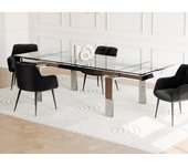 Mesa de comedor extensible lubana - cristal templado y metal - 8 a 10 cubiertos
