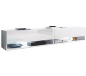 Mueble tv sarasota 119, blanco brillante, blanco, número de puertas: 2.00, 180x30x33cm