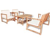 Vidaxl set de muebles de jardín 4 piezas y cojines bambú