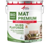 Pintura mate para pared y techo: arcadeco biosourcé mat - 10 l (+ ou - 120m² par couche) ral 6019 - verde blanco - arcane industries