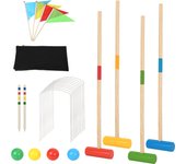 Juego de croquet juego de croquet para 4 jugadores, juego de madera en familia, juego completo con bolsa, niños y adultos