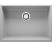 Primagran fregadero cocina gris 66x47cm, fregadero granito 1 seno + sifón, fregadero sobre encimera al mueble 70cm - london slim