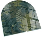 Placa de cristal para chimenea, zócalo protector de chimenea, diseño moderno | 100x100 | semicírculo | motivos vegetales con mariposas.