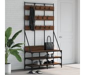 Vidaxl perchero con zapatero roble marrón 100x40x184 cm