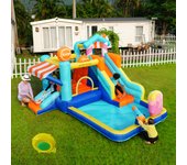 Castillo inflable infantil con soplador 450w | parque acuático + tobogán + fuente + pistolas agua | toldo incluido (multifuncional)