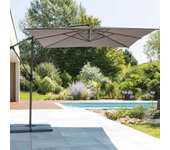 Hespéride - sombrilla colgante cuadrada manoa gris topo - 2.5 x 2.5 m