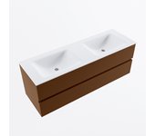 Mondiaz vica 140cm mueble de baño rust 2 cajones. con lavabo cloud doble 2 orificios color talc