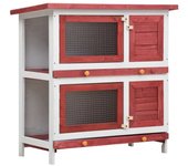 Vidaxl jaula conejera con 4 puertas madera rojo