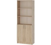 Librería haaus flint, con puertas inferiores y 2 estantes, roble sonoma, 70 x 32 x 196 cm