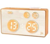 Lowell jd9532 justaminute reloj despertador de madera con sonido natural