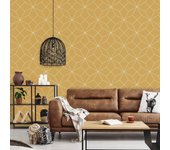 Papel pintado gráfico amarillo mostaza
