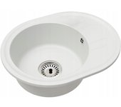 Fregadero cocina blanco 37,5x37,5cm, fregadero granito 1 seno + sifón