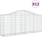 Cestas de gaviones muro de contención arqueado valla de jaula 1 juego de 2 200 x 30 x 80/100 cm hierro ga 02_0040525