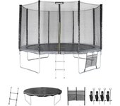 Cama elástica 370cm con pack de accesorios, saturne xxl, gris, 365x365x80 cm