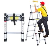 Escalera telescópica hasta 150 kg escalera multifunción estable de aluminio 1,4m+1,7m