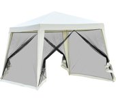Carpa de jardín outsunny metal, poliéster beige 300x300x245 cm