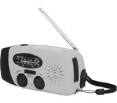 Radio de emergencia para desastres a pilas (recargable) - radio de manivela - radio de emergencia - radio solar de manivela - plateada