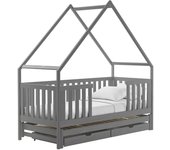 Cama vista 115, individual con una cama supletoria-nido, gris, 90x200, 90x190, madera, somieres, 96x208x212cm