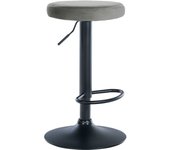 Taburete de bar x1 diseño sencillo regulable en altura tapizado en terciopelo gris patas de metal negro 10_0005353