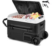 Nevera eléctrica portátil para coche, doble compartimento de 40 l, temperatura ajustable de -20 °c a 20 °c, 2 modos máx./eco, led, r600, puerto usb pa