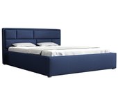Cama pomona 105, doble, azul, 200x200, tapiz, somieres, 220x223x93cm