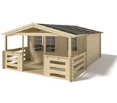 Caseta de jardín de madera-4x4 m - 24 m2 con terraza - dom611+dom617+dom545+pod04 - altanka