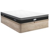 Conjunto de canapé abatible de 160 x 200 cm natural claro + colchón híbrido de muelles ensacados 7 zonas y memoria de forma de 25 cm - amarante de nat