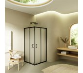 Mampara de ducha moments of glass diana 70x85x190 cm con puertas correderas, perfiles negros y cristal satinado