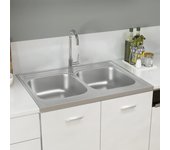 Vidaxl fregadero de cocina doble seno acero inoxidable 800x600x155 mm