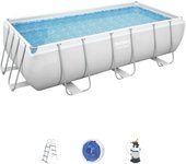 Bestway power steel 56442 piscina sobre suelo piscina con anillo hinchable rectangular 6478 l azul, gris