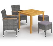 Vidaxl conjunto de comedor de jardín de 5 piezas gris